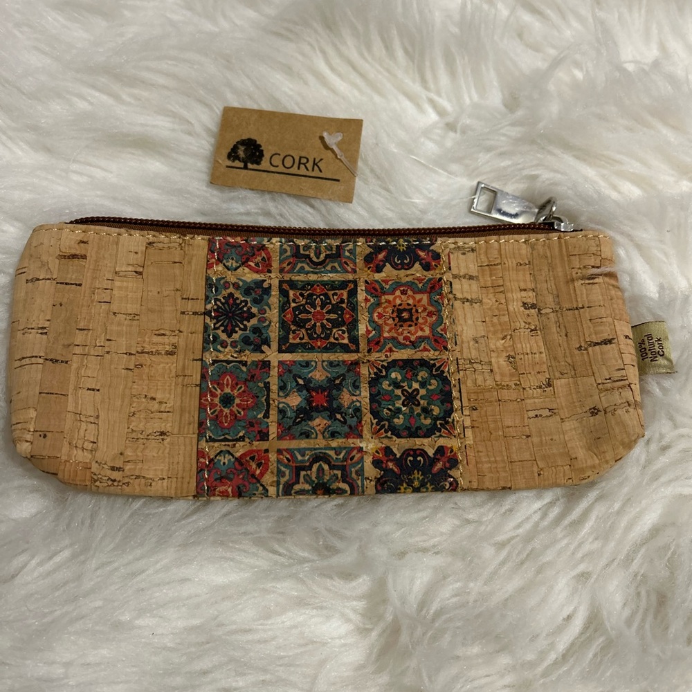 Mini Cork Clutch with Multicolor Pattern